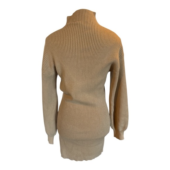 Line + Dot Latte Ottoman Ribbed Sweater Dress Small Long Sleeve Mini Chic - Picture 2 of 8